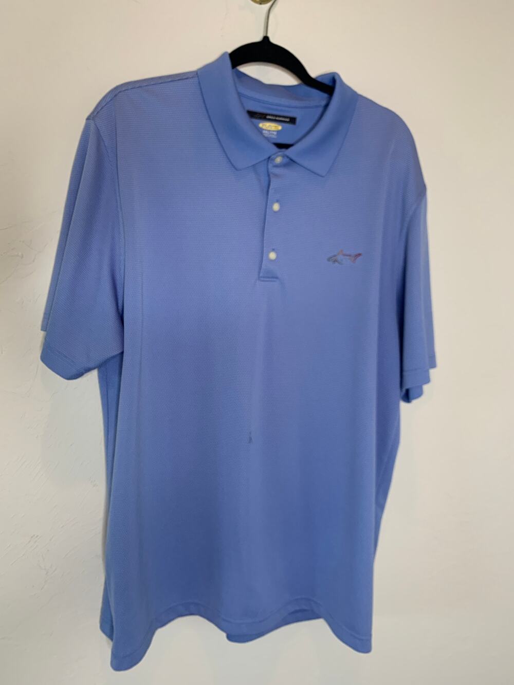 Greg Norman Sky Blue PlayDry XXL Golf Polo Shirt Embroidered Shark